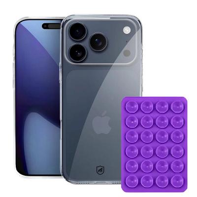 Kit Capa case capinha Crystal Slim para iPhone 17 Pro Max +  Ventosa - Roxo - Gshield