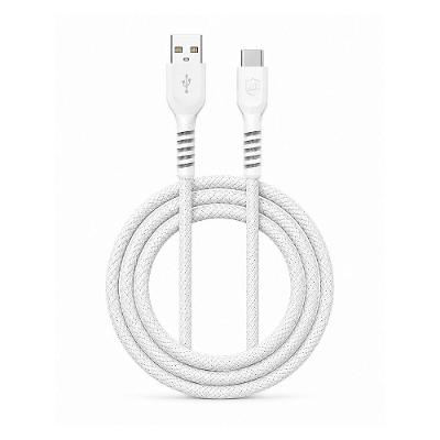 Cabo Dual Armor Tipo C/ USB-A 1M com Carregamento Rápido 27W Revestido em Nylon Balístico - Branco - Gshield
