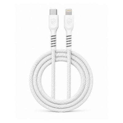 Cabo Dual Armor Tipo C/ Lightning 1M com Carregamento Rápido 27W Revestido em Nylon Balístico - Branco - Gshield