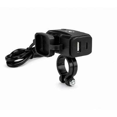 Carregador de Celular Universal para Moto USB-A + USB-C, Carregamento Rápido 15W e Fixação 3 em 1 - Preto - Gshield