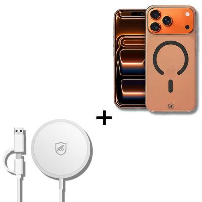 Kit Capa case capinha Crystal Slim Titanium para iPhone 17 Pro Max + Carregador Wireless MagSafe - Gshield