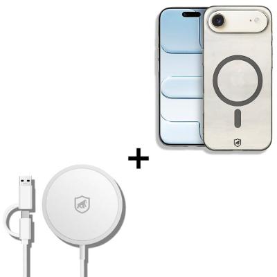 Kit Capa case capinha Crystal Slim Titanium para iPhone Air + Carregador Wireless MagSafe - Gshield