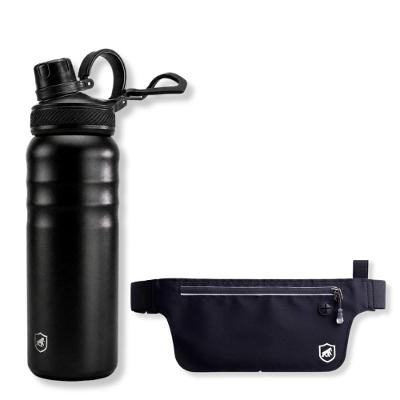 Kit Pochete Ultra Slim + Garrafa Térmica Preta Aço inoxidável de Parede Dupla 700ml - Gshield