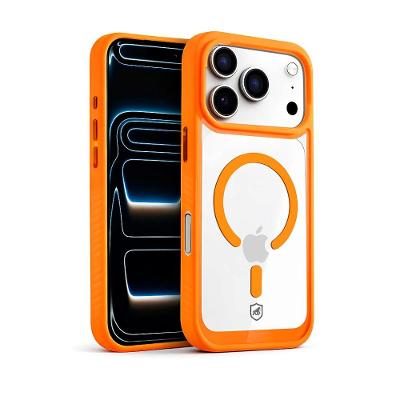 Capa case capinha para iPhone 18 Pro - Magsafe Wave Transparente - Laranja - Gshield