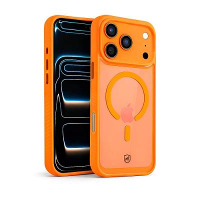 Capa case capinha para iPhone 18 Pro Max - Magsafe Wave Transparente - Laranja - Gshield