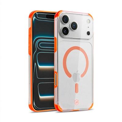 Capa case capinha para iPhone 18 Pro - Crystal Edge Magsafe - Laranja - NÃO AMARELA - Gshield