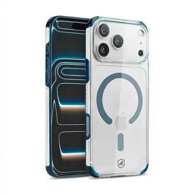 Capa case capinha para iPhone 18 Pro - Crystal Edge Magsafe - Azul - NÃO AMARELA - Gshield