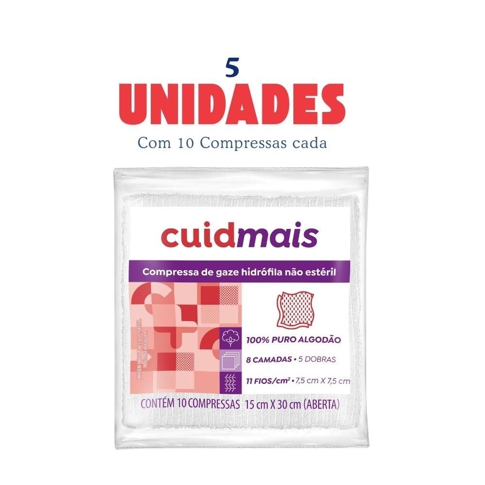 Kit Compressa Gaze Não Estéril Cuidmais 100% Algodão 50 Un - 3