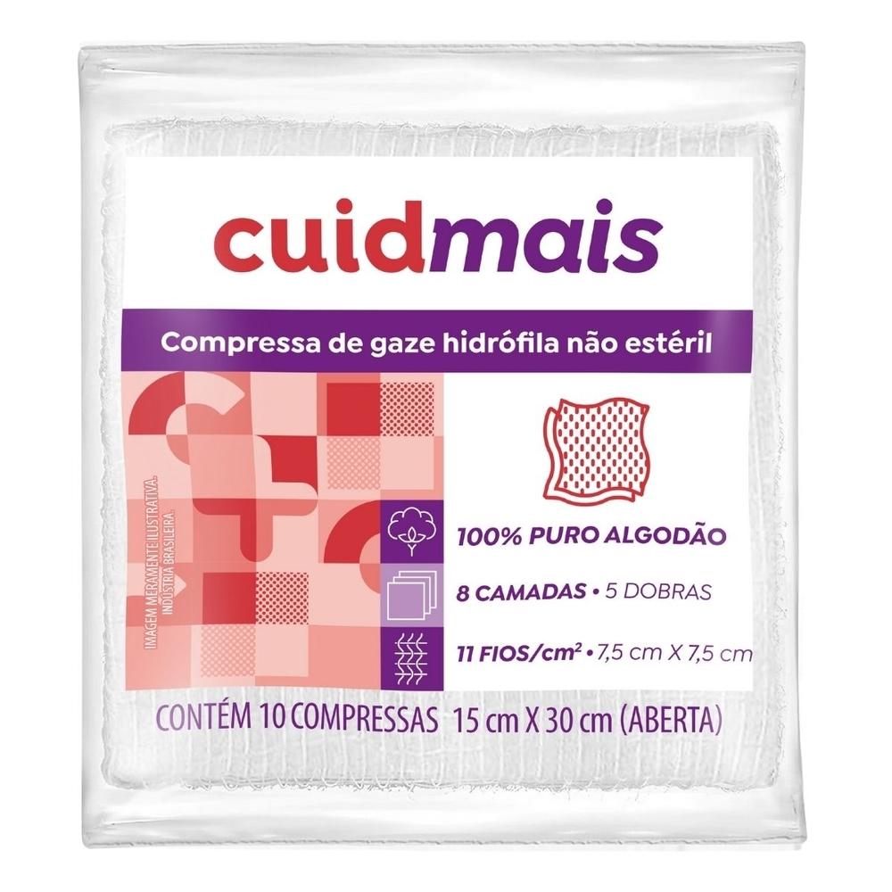 Compressa Não Estéril CuidMais Com 10 Unidades - 1
