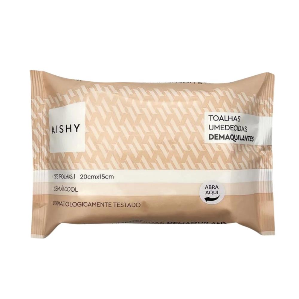 Toalha Lenço Umedecido Demaquilante Aishy Kit c/ 75 Un 3 Pct. - 2