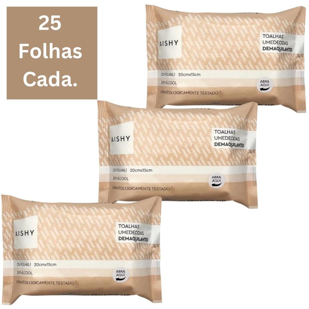 Toalha Lenço Umedecido Demaquilante Aishy Kit c/ 75 Un 3 Pct. - 4