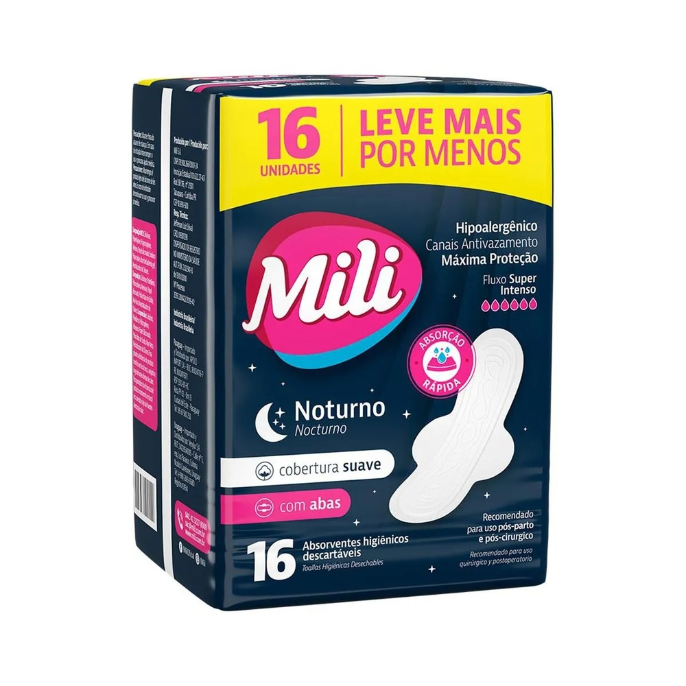 Absorvente Noturno Mili Suave Com Abas Leve 16 Pague 14 - 1