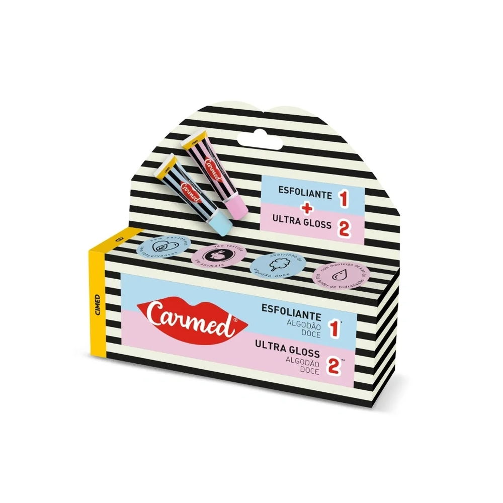 Kit Esfoliante + Ultra Gloss Labial Algodão Doce Carmed SOS Lábios 10g Cada - 5