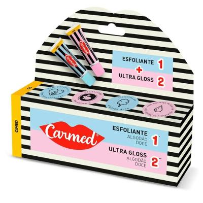 Kit Esfoliante + Ultra Gloss Labial Algodão Doce Carmed SOS Lábios 10g Cada