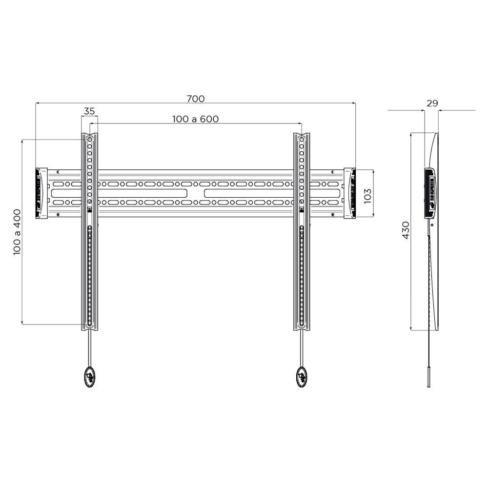 Suporte de Parede Fixo para TVs de 32" a 86" Preto - E600 - ELG Pedestais - 3