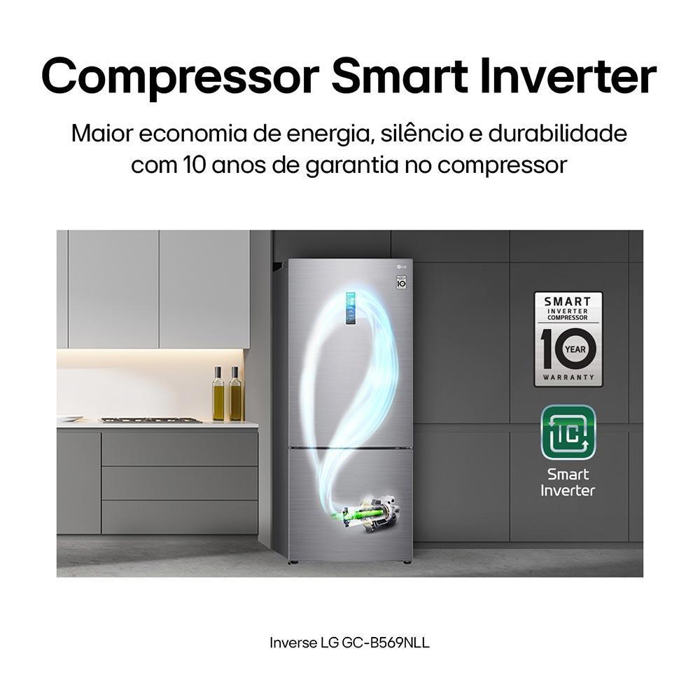 Refrigerador Inverse LG de 02 Portas Frost Free com 451 Litros Platinum Inox - GCB569NLL - 3