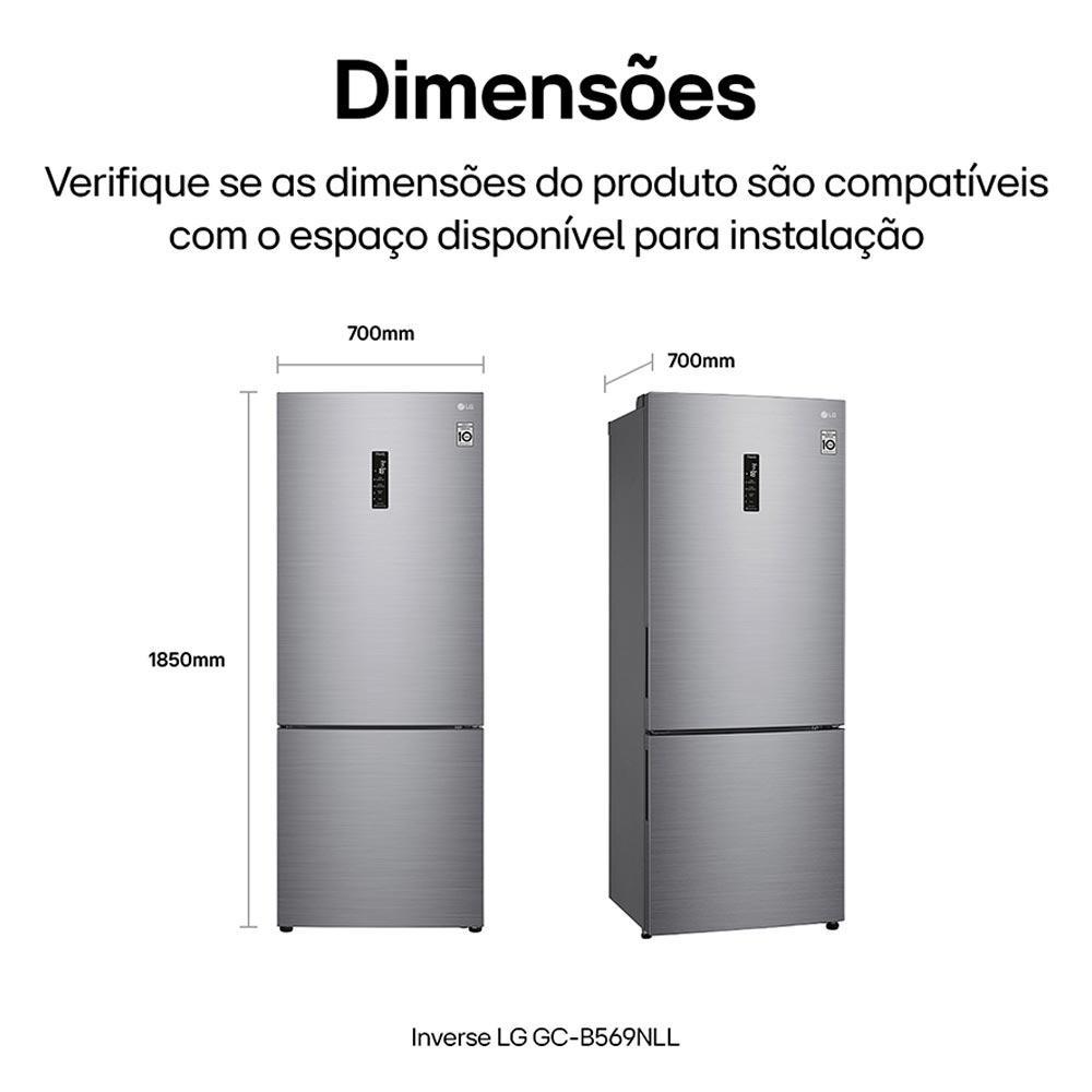 Refrigerador Inverse LG de 02 Portas Frost Free com 451 Litros Platinum Inox - GCB569NLL - 8