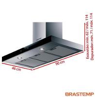 Coifa de Parede Brastemp 90 cm Tbox com 03 Velocidades + Turbo, Painel Touch, Timer, Inox - BAE90AR - 2