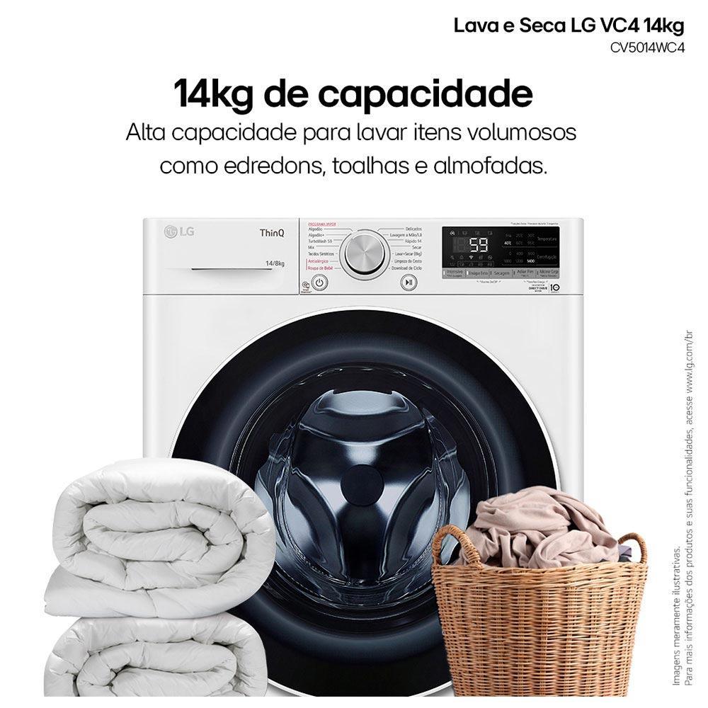 Lava & Seca 14 Kg LG Smart com Inteligência Artificial AIDDT Branca com 13 Programas de Lavagem - CV5014WC4 - 3