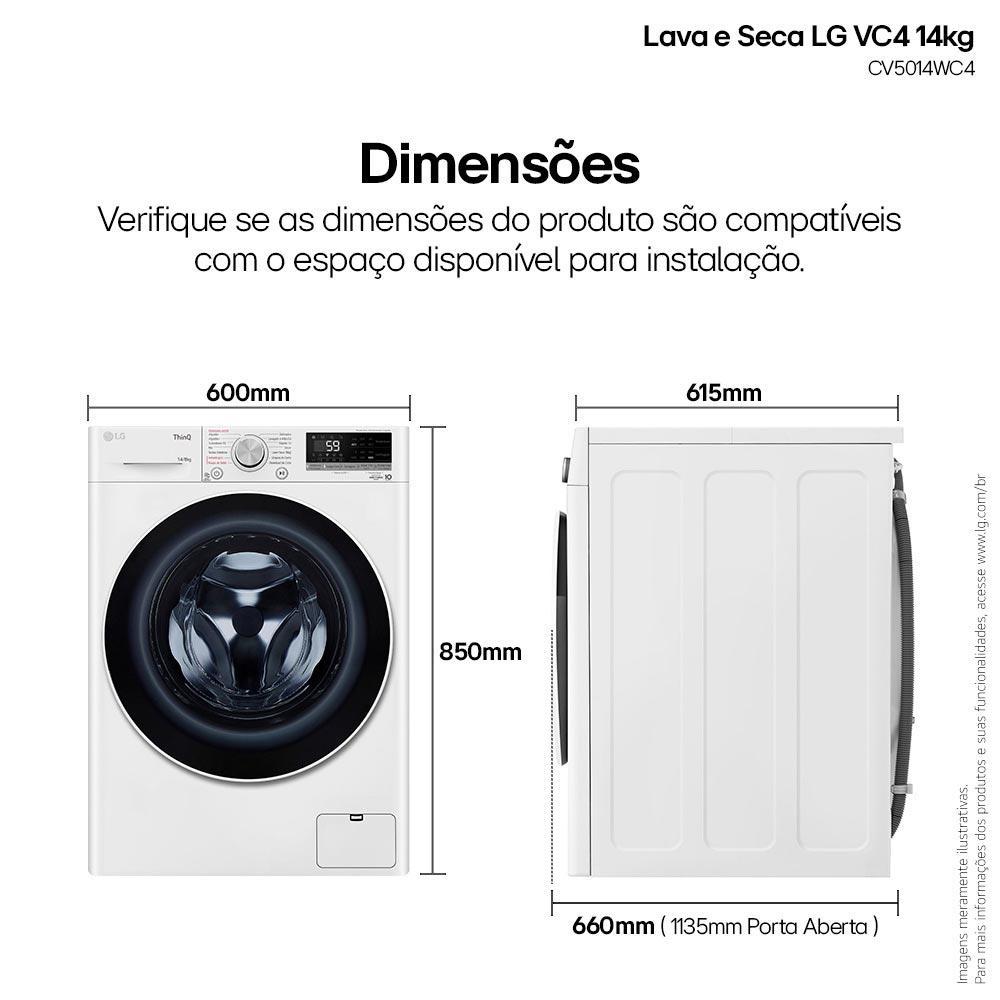 Lava & Seca 14 Kg LG Smart com Inteligência Artificial AIDDT Branca com 13 Programas de Lavagem - CV5014WC4 - 5