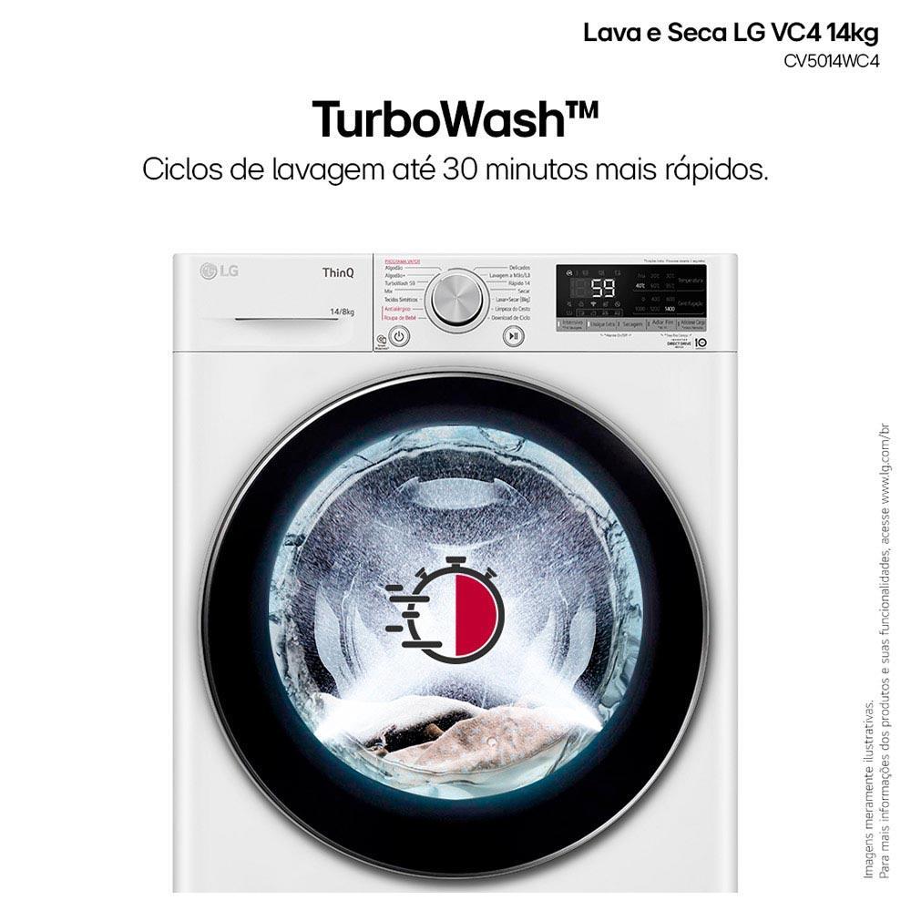Lava & Seca 14 Kg LG Smart com Inteligência Artificial AIDDT Branca com 13 Programas de Lavagem - CV5014WC4 - 7
