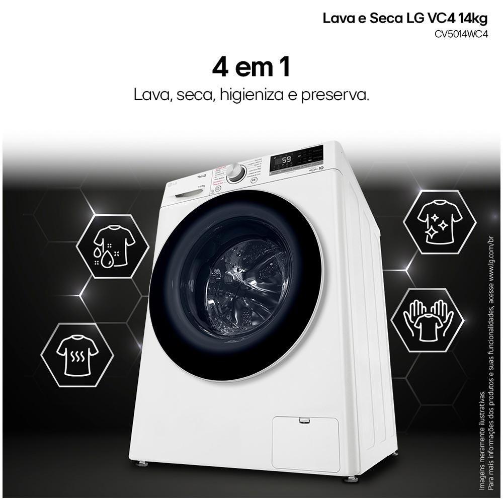 Lava & Seca 14 Kg LG Smart com Inteligência Artificial AIDDT Branca com 13 Programas de Lavagem - CV5014WC4 - 8