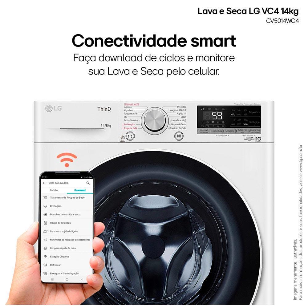 Lava & Seca 14 Kg LG Smart com Inteligência Artificial AIDDT Branca com 13 Programas de Lavagem - CV5014WC4 - 9