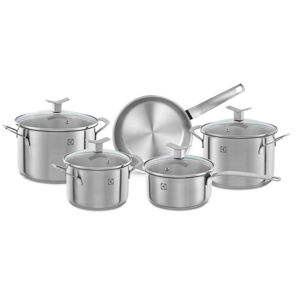 Conjunto de Panelas em Aço Inox com 05 Peças - Electrolux - 1