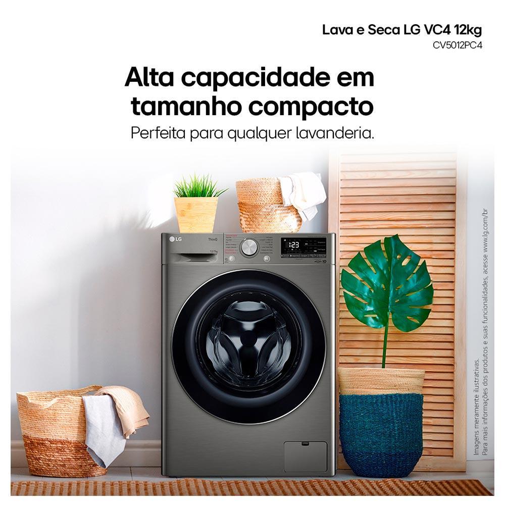 Lava e Seca 12Kg LG Smart Inox com 12 Programas de Lavagem - CV5012PC4 - 2