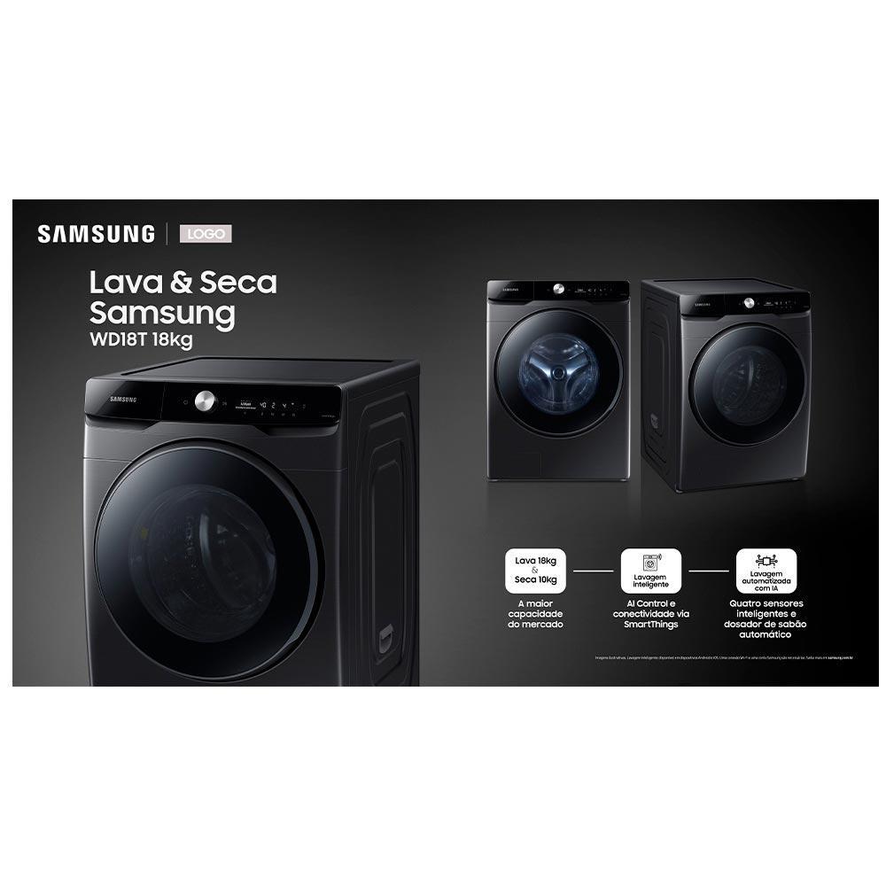 Lava e Seca 18 Kg Samsung Eco Bubble Black Inox Look com 25 Programas de Lavagem - WD18T6500FAZ - 8