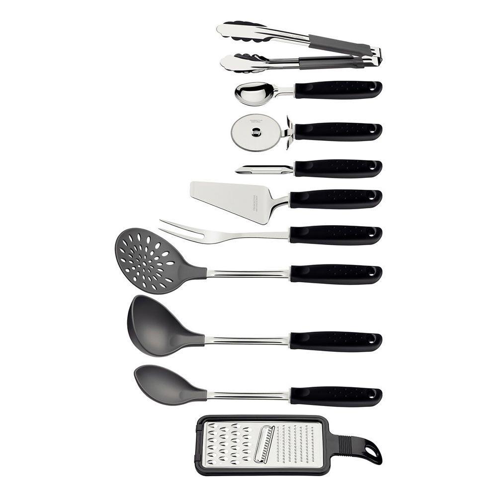 Jogo de Utensílios 10 Peças Utilitá em Aço Inox e Poliporpileno - Tramontina - 3
