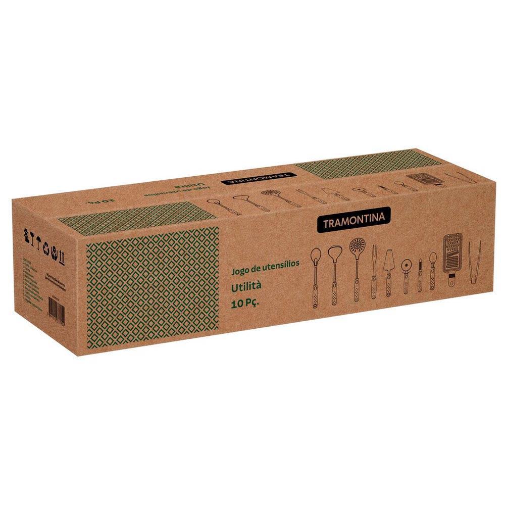 Jogo de Utensílios 10 Peças Utilitá em Aço Inox e Poliporpileno - Tramontina - 4