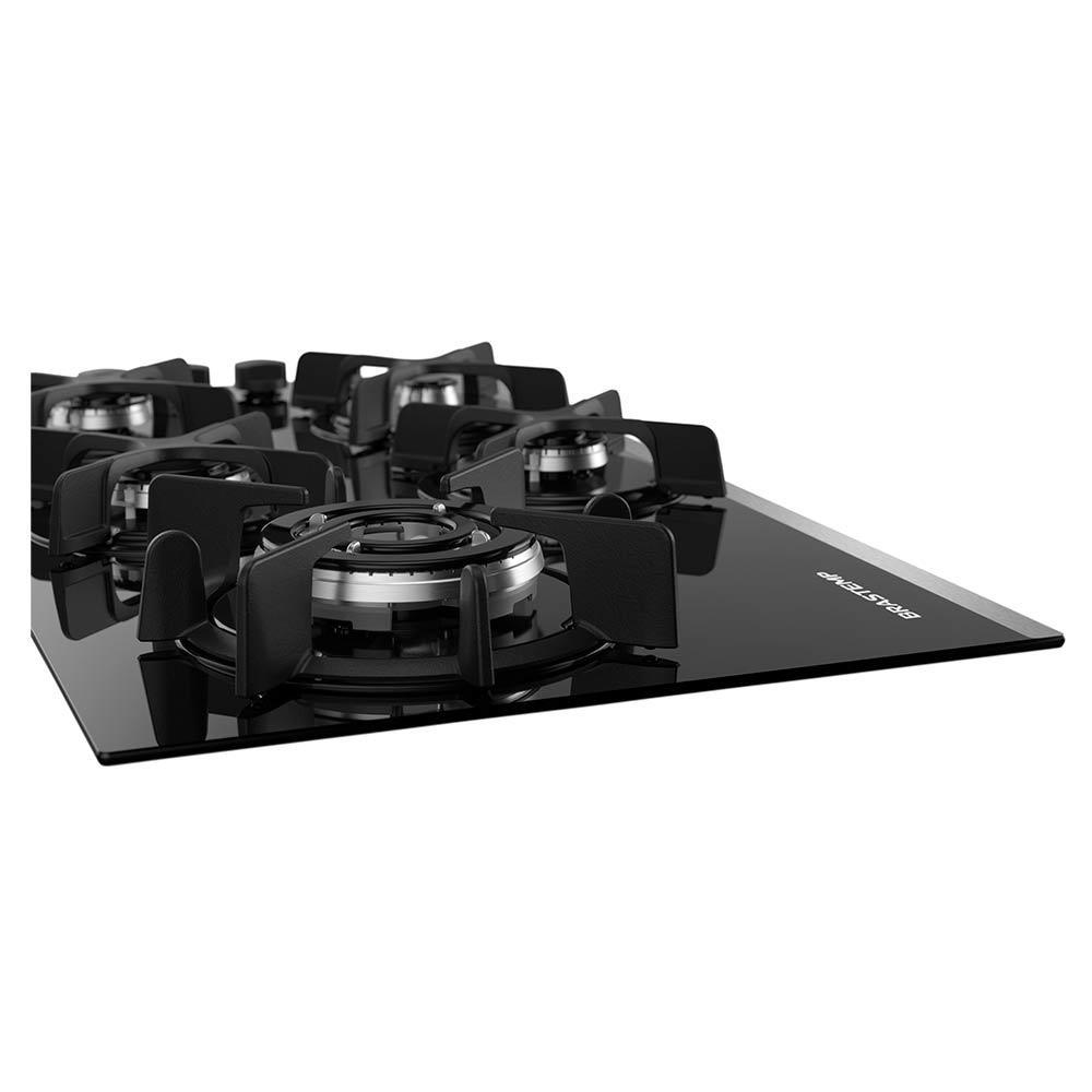 Cooktop a Gás Brastemp Eclipse Collection em Vidro com 05 Bocas, Painel Mecânico Black Inox - BDD86AP - 1