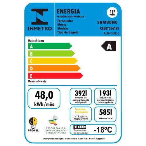 Refrigerador Side by Side Family Samsung de 02 Portas Frost Free, 585 Litros, Painel Eletrônico, Inox e Preto - RS5 - 3