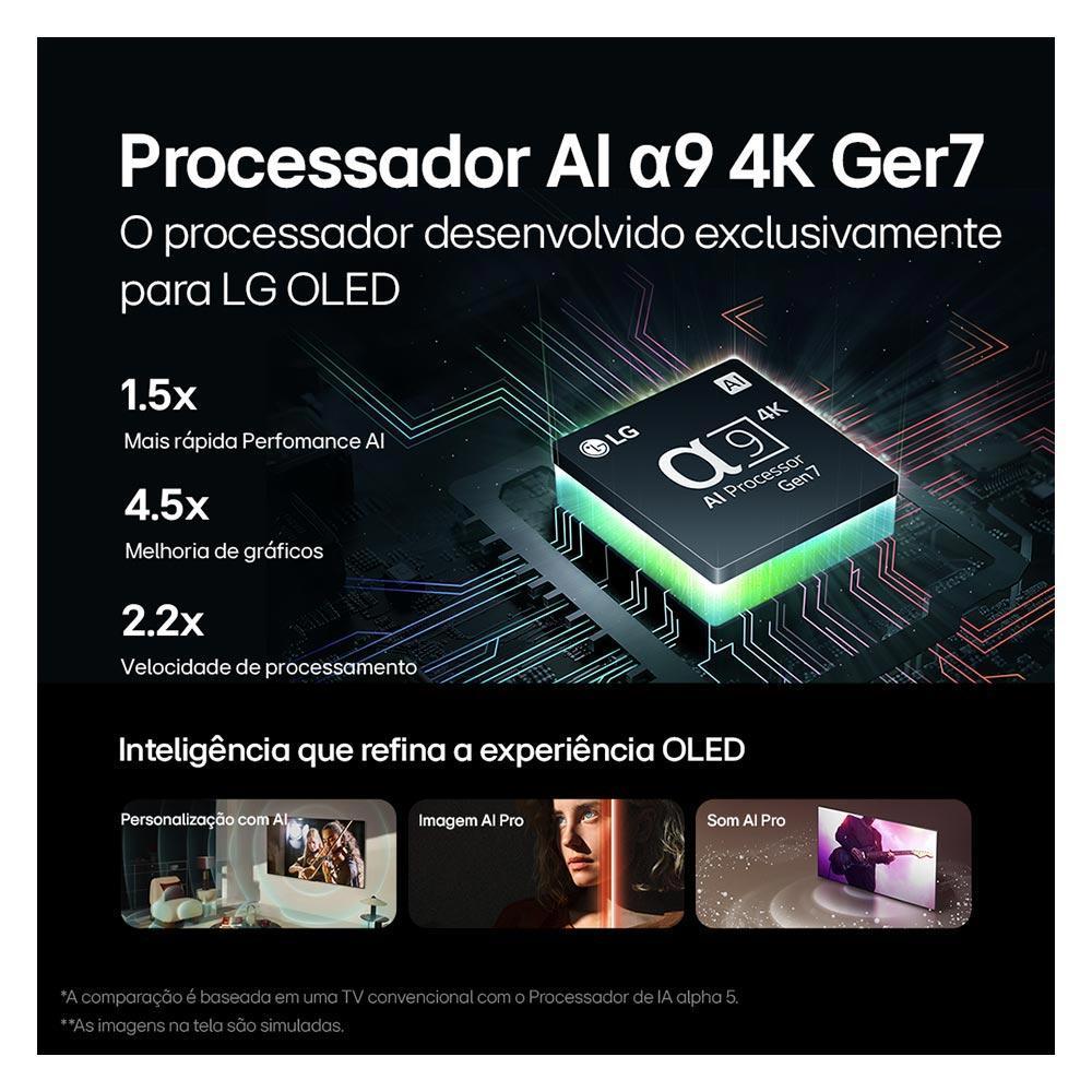 Smart TV 4K LG OLED Evo 65" Polegadas OLED65C4, Processador a9 Ger7, AI, Painel 144Hz e Design Ultra Slim - 6