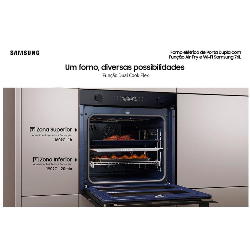 Forno Elétrico de Embutir Samsung com 76 Litros, Grill, Função Airfryer e Wi-Fi Preto - NV7B4545SAK - 4