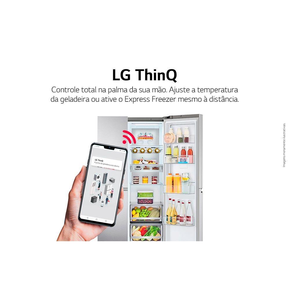 Refrigerador Side By Side LG de 03 Portas Frost Free com 598 Litros InstaView Aço Escovado - GC-X257CSH - 9