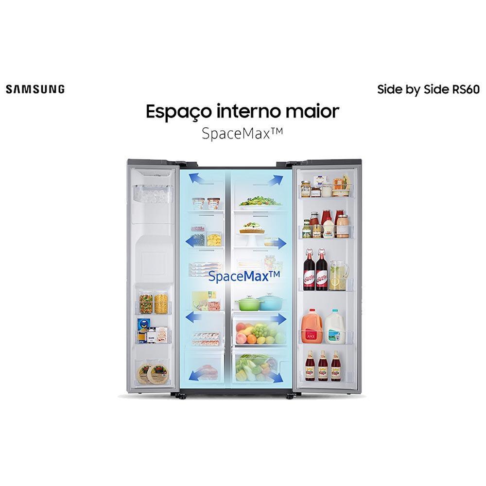 Refrigerador RS60 Samsung Side by Side Inverter 602 Litros com All Around CoolingT e SpaceMaxT Inox Look - RS60T520 - 3