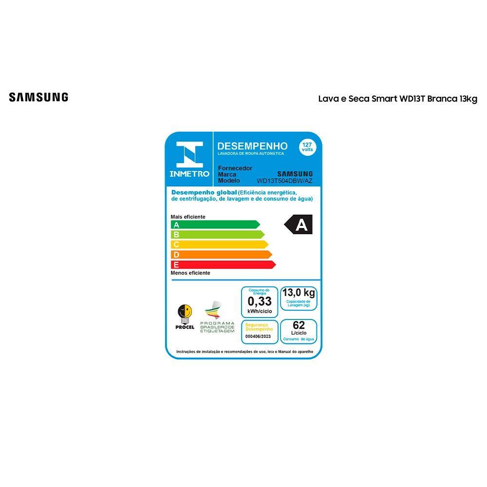 Lava e Seca 13 Kg Samsung Eco Bubble Branca com 25 Programas de Lavagem - WD13T504DBW - 6