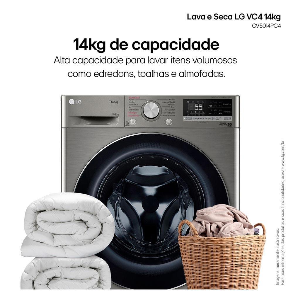 Lava & Seca 14 Kg LG Smart com Inteligência Artificial AIDDT Inox Look com 13 Programas de Lavagem - CV5014PC4 - 3