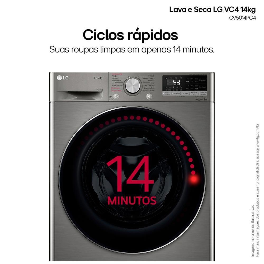 Lava & Seca 14 Kg LG Smart com Inteligência Artificial AIDDT Inox Look com 13 Programas de Lavagem - CV5014PC4 - 6