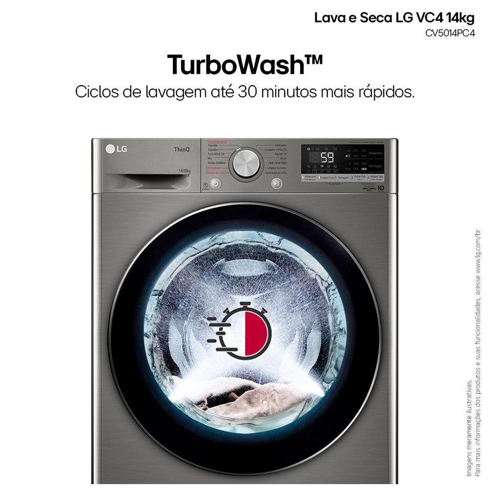 Lava & Seca 14 Kg LG Smart com Inteligência Artificial AIDDT Inox Look com 13 Programas de Lavagem - CV5014PC4 - 7