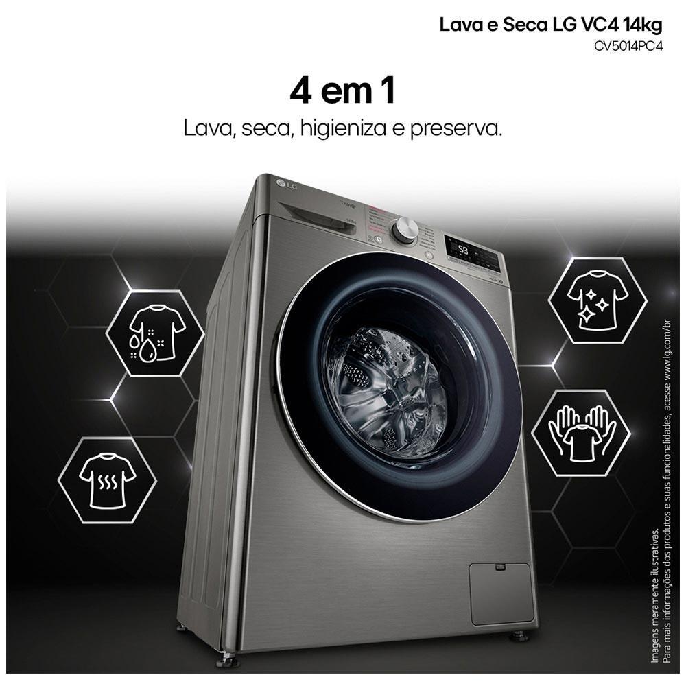 Lava & Seca 14 Kg LG Smart com Inteligência Artificial AIDDT Inox Look com 13 Programas de Lavagem - CV5014PC4 - 8