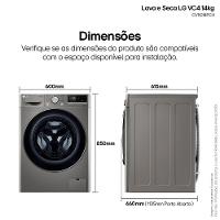 Lava & Seca 14 Kg LG Smart com Inteligência Artificial AIDDT Inox Look com 13 Programas de Lavagem - CV5014PC4 - 5
