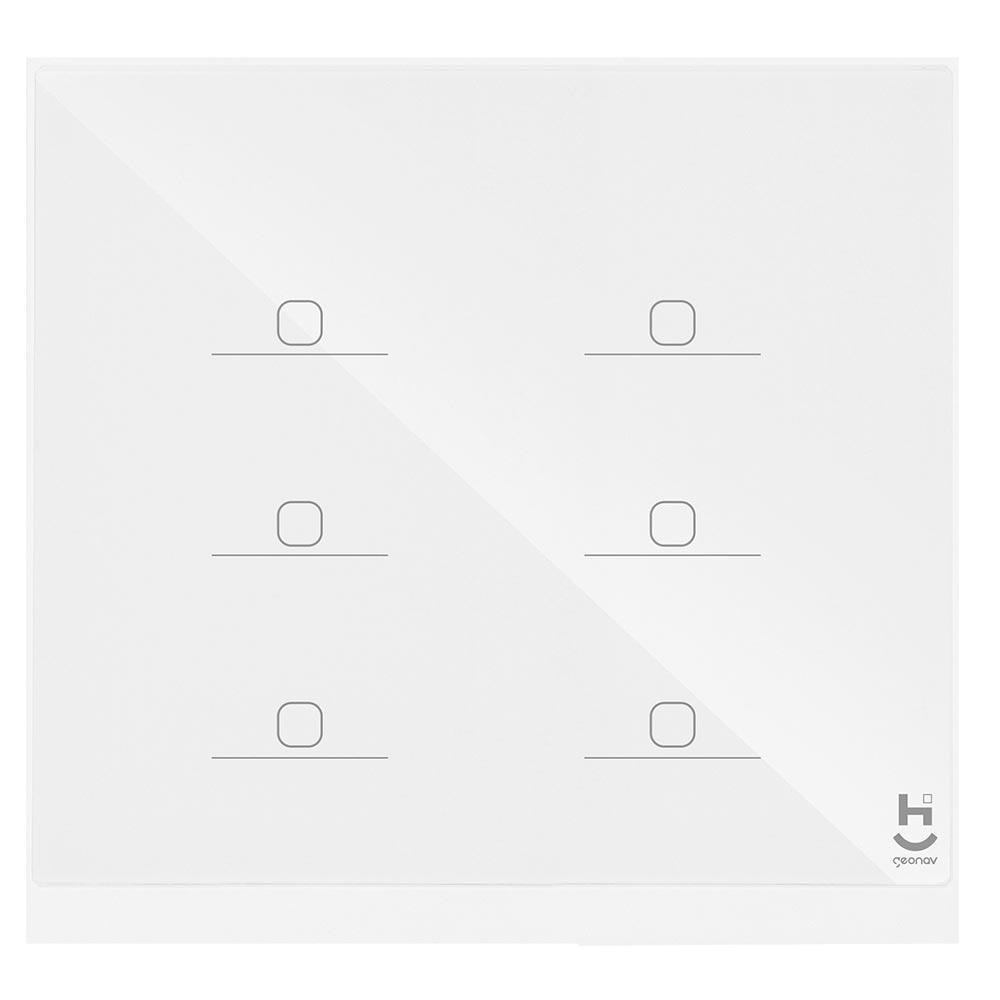 Interruptor Inteligente 6 Teclas Conexão Zigbee Compatível com Assistente de voz, IOS e Android Branco - Geonav - 1