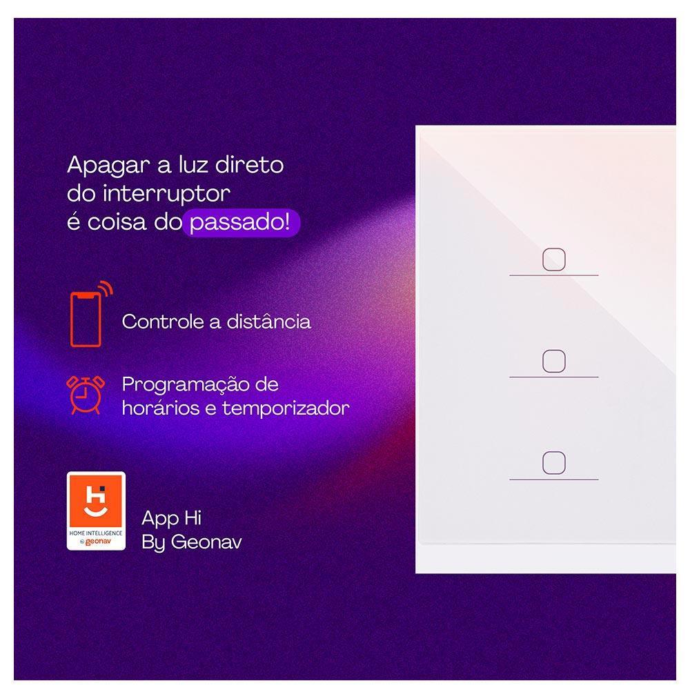 Interruptor Inteligente 6 Teclas Conexão Zigbee Compatível com Assistente de voz, IOS e Android Branco - Geonav - 3