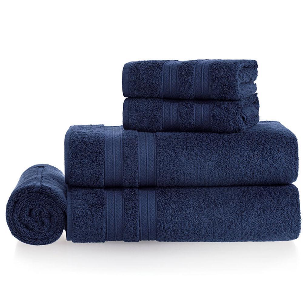 Jogo de Banho Gigante Unika com 05 Peças 100% Algodão Naval - Karsten - 1