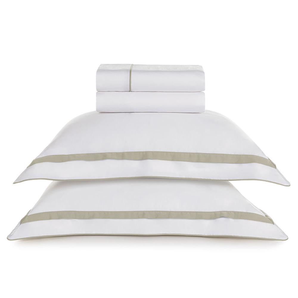 Jogo de Cama King Size com 04 Peças Lara Branco com Areia - Karsten - 1