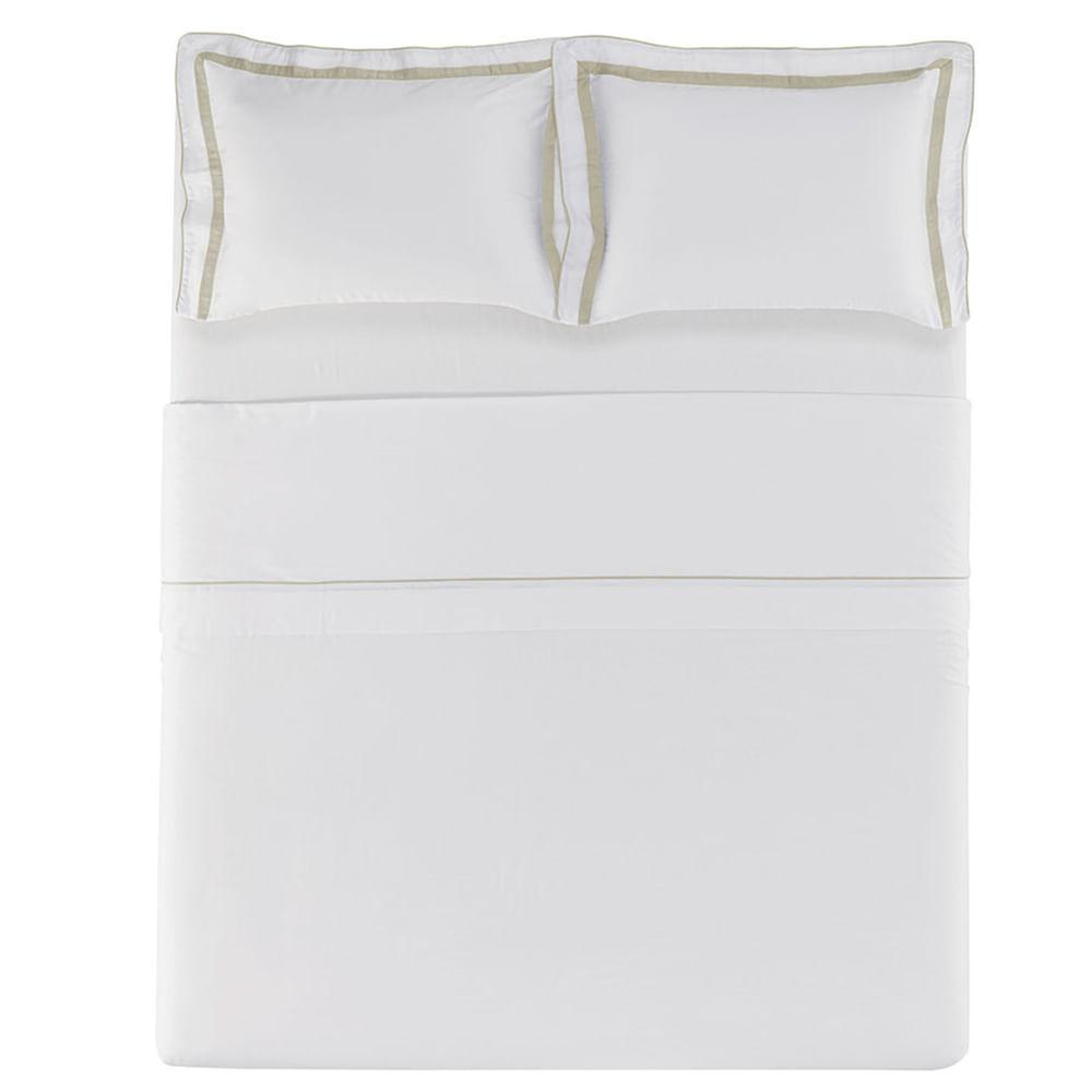 Jogo de Cama King Size com 04 Peças Lara Branco com Areia - Karsten - 3