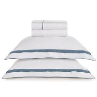 Jogo de Cama King Size com 04 Peças Lara Branco com Índigo - Karsten - 1